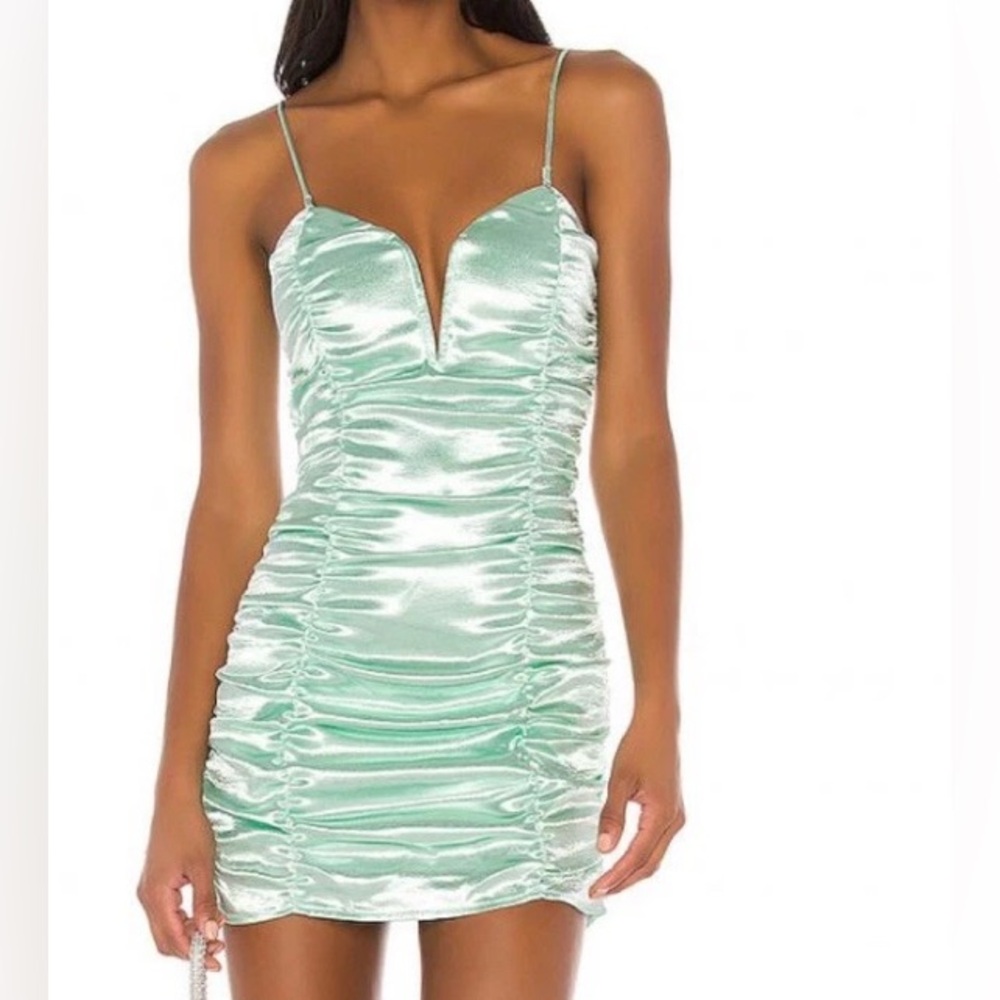 Mint Green Satin Mini Dress